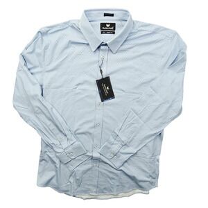 Buttercloth Leigh Park Mens Light Blue Dot Print Button Down Shirt 3XL